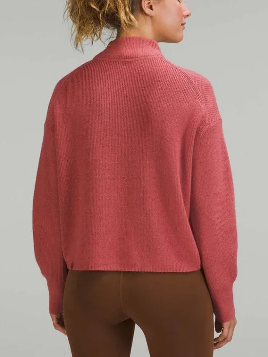 Lululemon Merino Wool-Blend Ribbed Turtleneck Sweater Brier Rose Size 14 - Picture 2 of 11